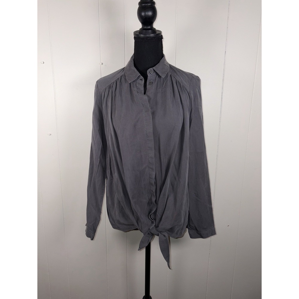Maeve by Anthropologie "Tuesday" Tie Front Blouse gray Xs Oversized